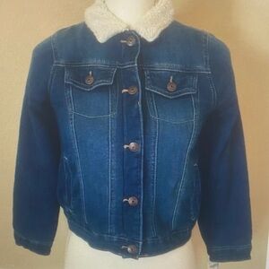 Denim Jacket with Sherpa Collar
